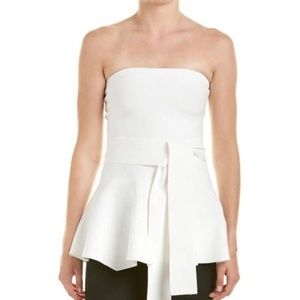 C/meo Collective Perfect Timing Strapless Peplum Knit Top In Ivory size XS